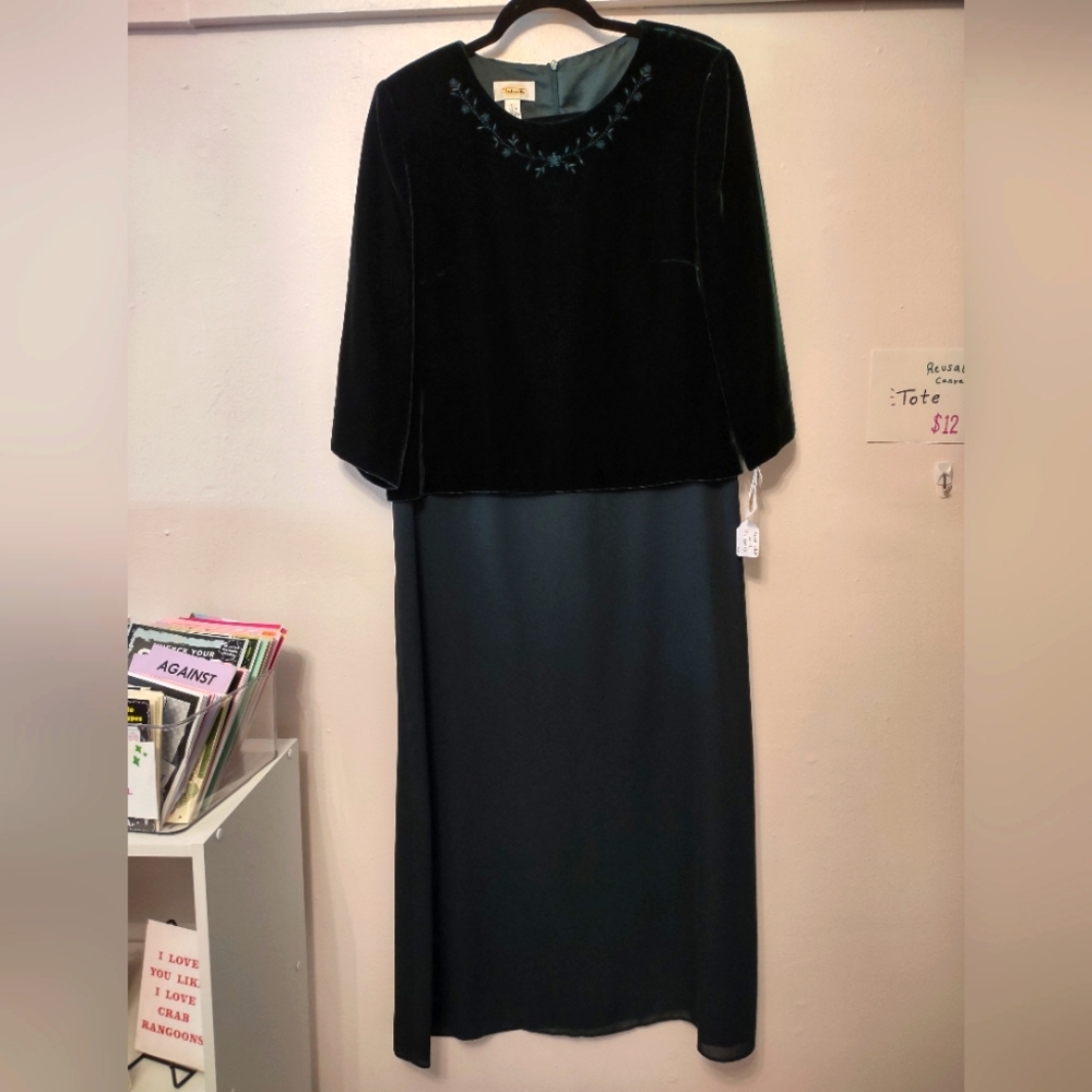 Green Velvet Dress Talbots 12
